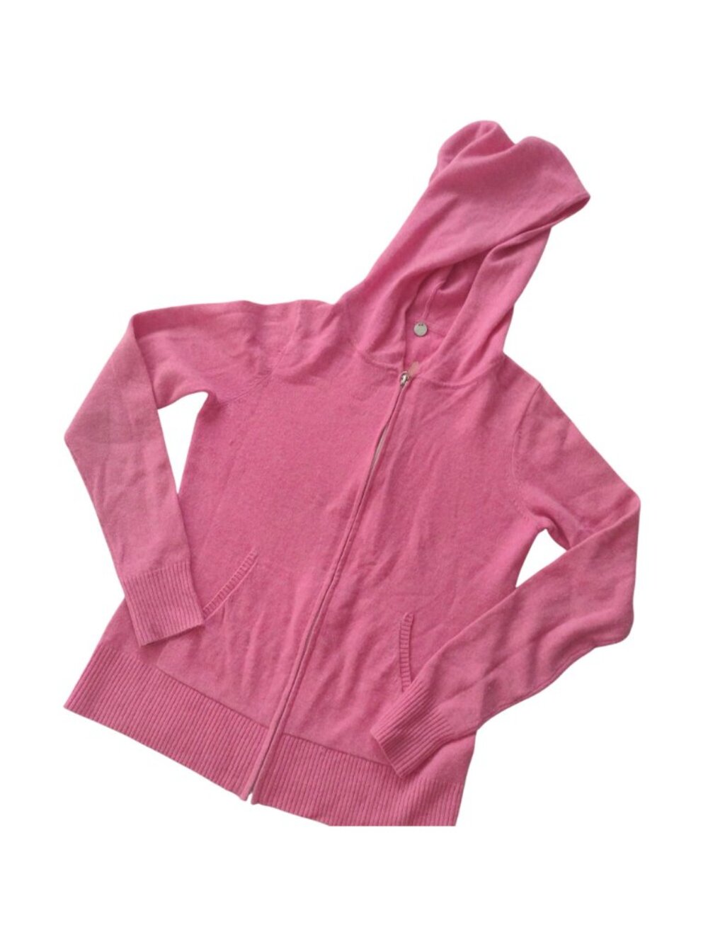 Margaret OLeary Pink Cashmere Hooded Sweate S Soft Lightweight Zip Front Barbie - Picture 12 of 12